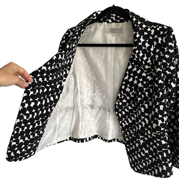 TAHARI ARTHUR S. LEVINE Black & White Graphic Printed Blazer Jacket 8P - Picture 4 of 8